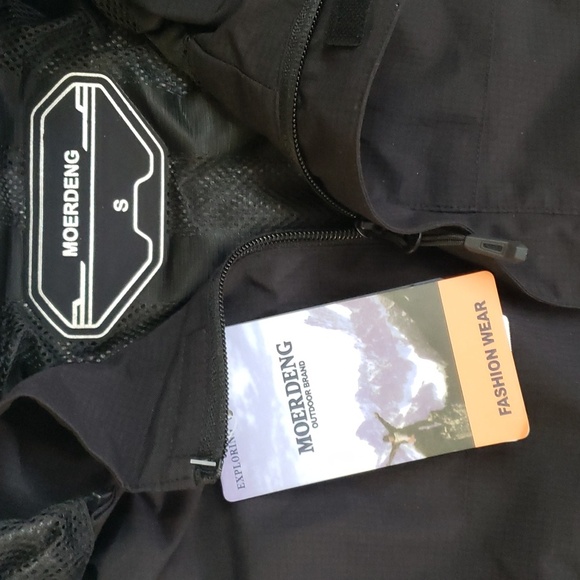 Moerdeng Mens Lightweight Shell Jacket Black Removable Hood, Size S - Picture 12 of 14